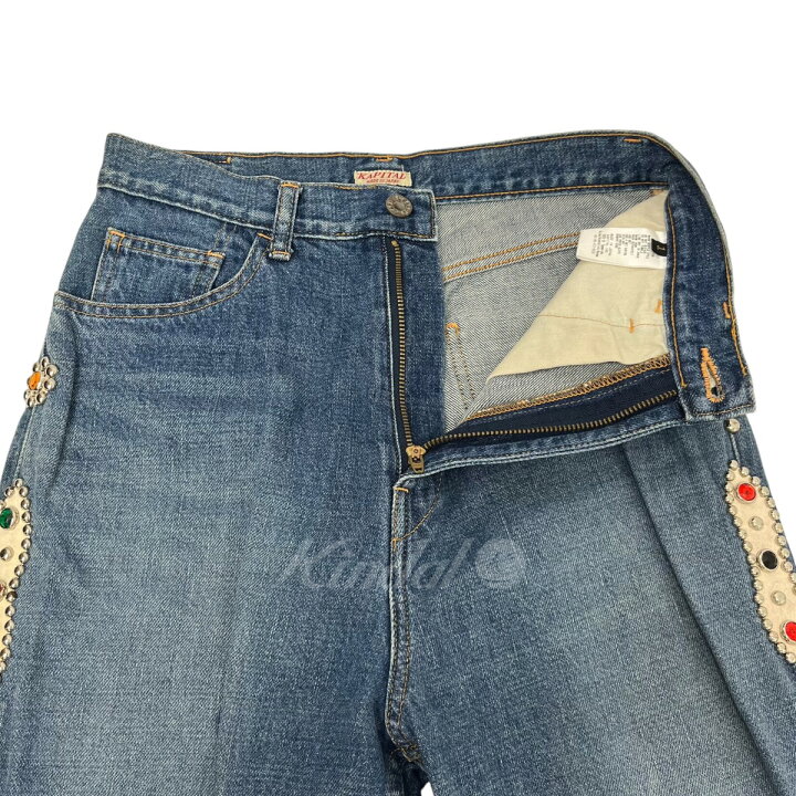 楽天市場】【中古】KAPITAL スタッズフレアデニムパンツ ブルー サイズ 