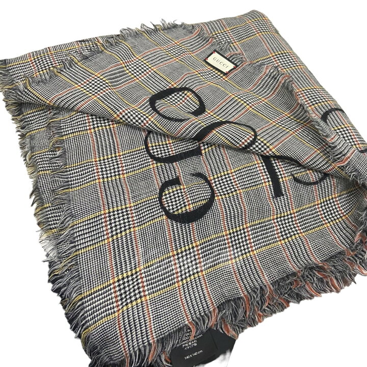 楽天市場】【中古】GUCCI グレンチェック柄ブランドロゴストール 