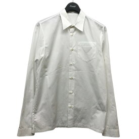 【中古】PRADA　胸トライアングルワッペンシャツ ホワイト サイズ：XS 【010224】（プラダ）