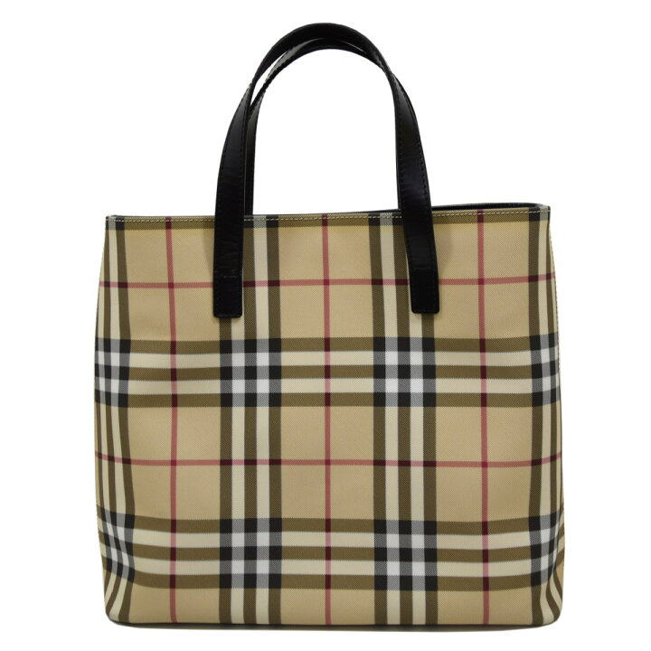 楽天市場】【中古】BURBERRY LONDON PVC加工ノバチェックトートバッグ  