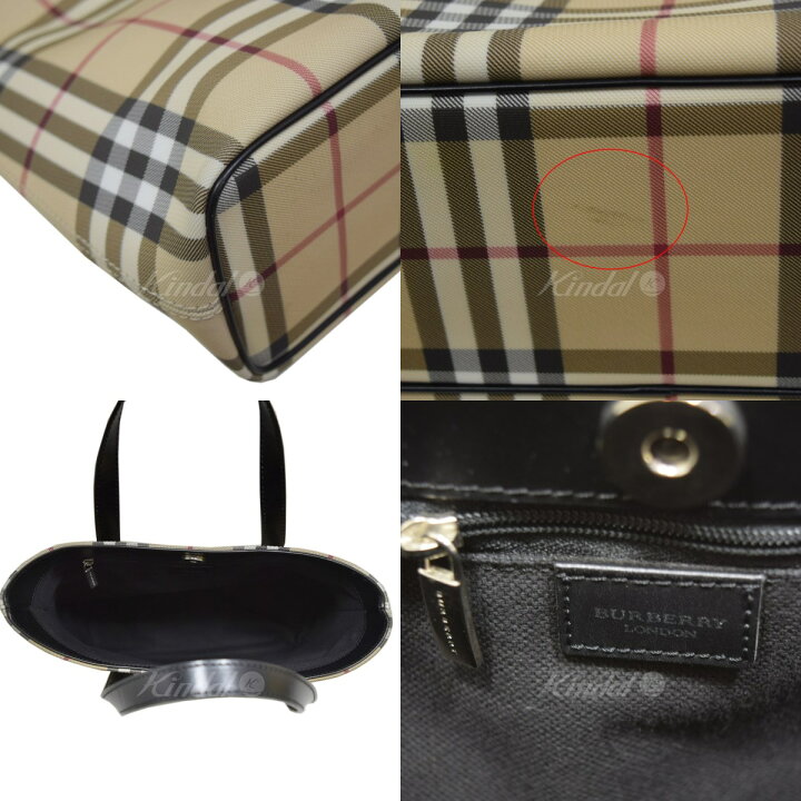 楽天市場】【中古】BURBERRY LONDON PVC加工ノバチェックトートバッグ  
