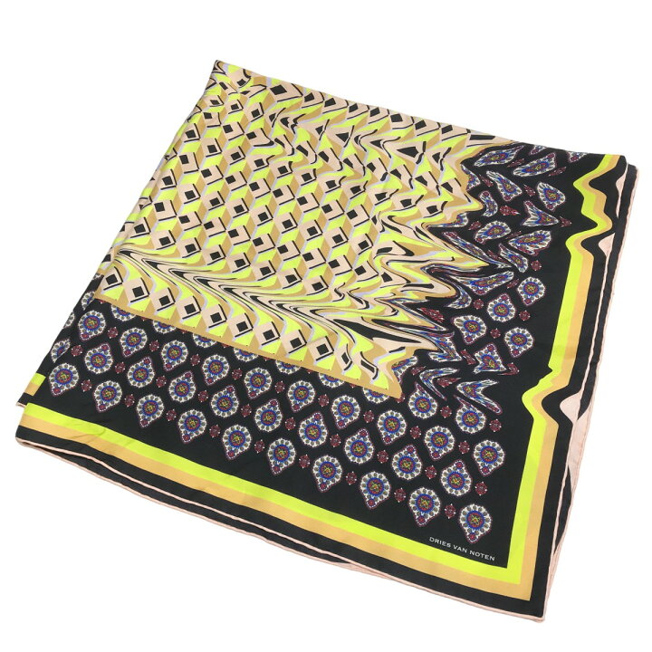 楽天市場】【中古】DRIES VAN NOTEN シルクスカーフ ブラック×ピンク 