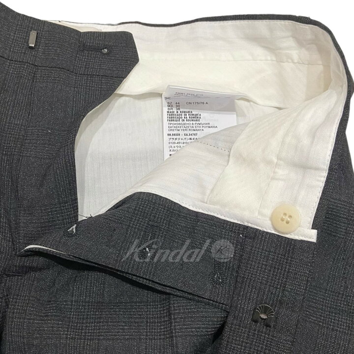 楽天市場】【中古】miu miuチェック柄センタープレススラックス グレー  