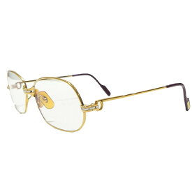 【中古】Cartierチェーンモチーフ カラーレンズ メガネ サングラス アイウェア ゴールド × シルバー サイズ：56□17【価格見直し】