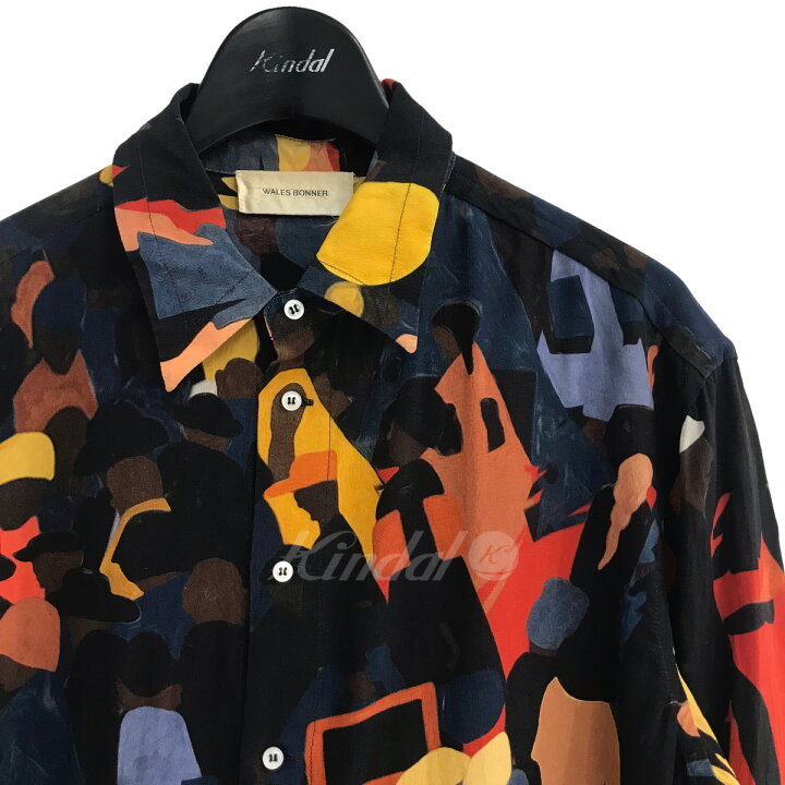 楽天市場】【中古】WALES BONNER総柄シルクシャツ ブラック×マルチ 