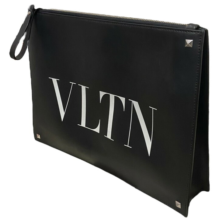 楽天市場】【中古】VALENTINOロゴプリントレザークラッチバッグ  