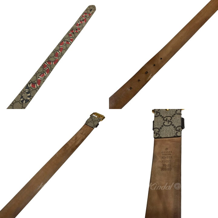 楽天市場】【中古】GUCCI 434520 スネークプリントGGベルト ベージュ  