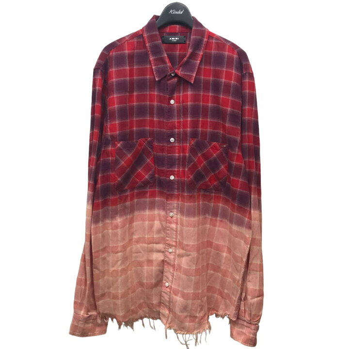 楽天市場】【中古】AMIRI グラデーションチェックシャツ レッド サイズ 