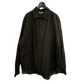 【中古】NICENESS「CHOCOLATE」 ステッチデザインリネンシャツ ブラック サイズ：M【価格見直し】