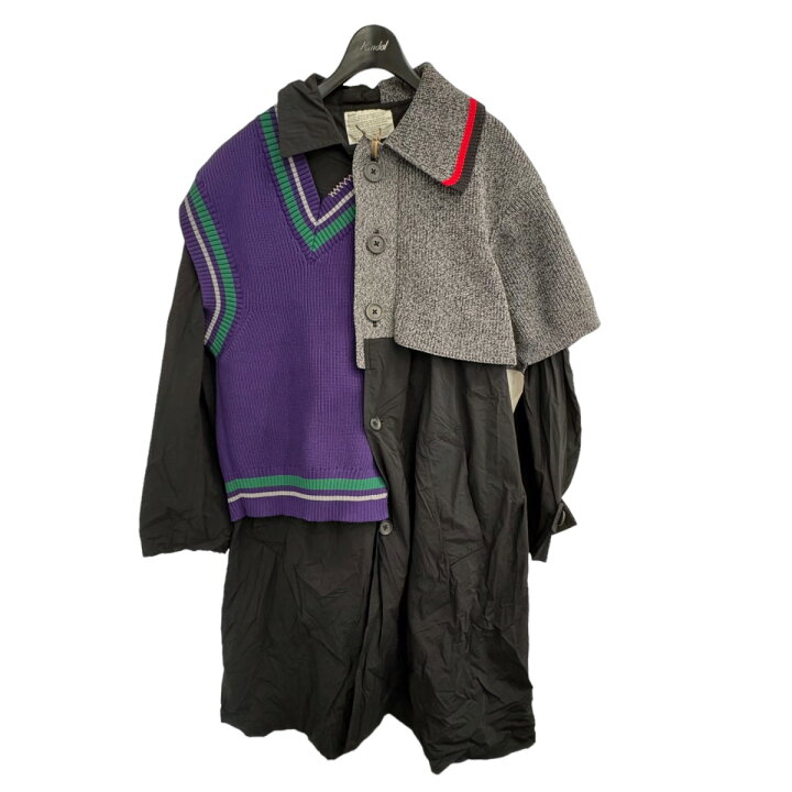 楽天市場】【中古】kolor21SS 素材切替コート ブラック×グレー 