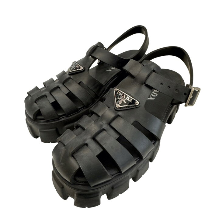 楽天市場】【中古】PRADAフォームラバーサンダル ブラック サイズ：40 