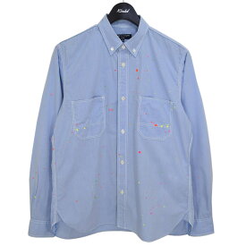 【中古】COMME des GARCONS HOMME　ペンキ加工シャツ AD2014 ブルー サイズ：S 【130224】（コムデギャルソンオム）