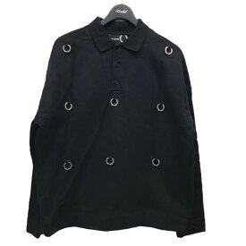 【中古】RAF SIMONS×FRED PERRY　｢MULTI LAUREL LONG SLEEVE POLO｣デザインポロスウェット ブラック サイズ：S 【140224】（ラフシモンズ×フレッドペリー）