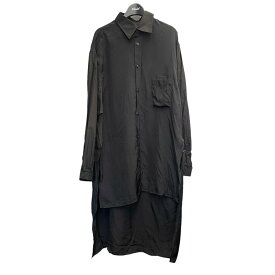 【中古】YOHJI YAMAMOTO pour homme2018SS 「Cupro Staff Shirt」 ロングシャツ ブラック サイズ：3【価格見直し】