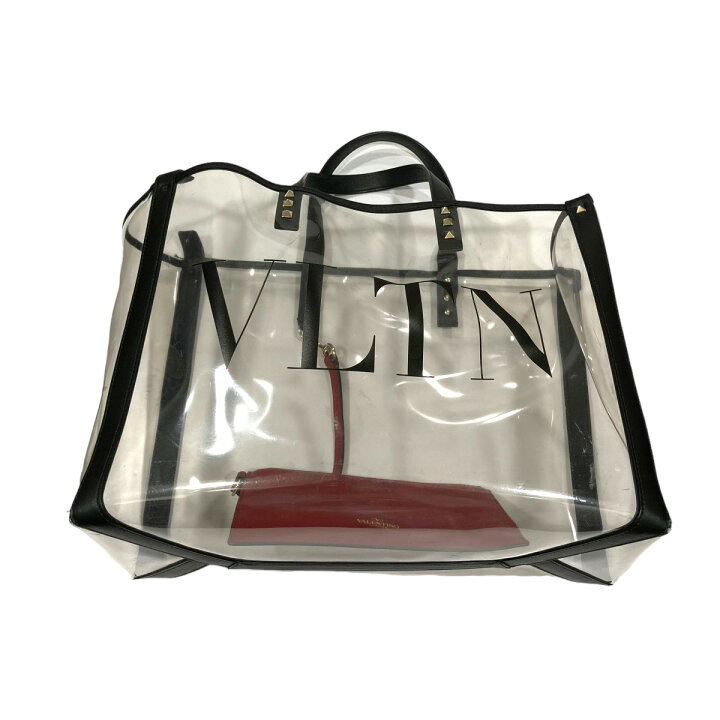 楽天市場】【中古】VALENTINO VLTNロゴ スタッズクリアトートバッグ 