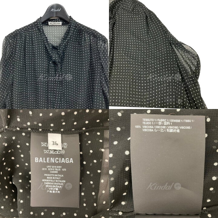 楽天市場】【中古】BALENCIAGA 2019SS ドットケープボウタイブラウス 