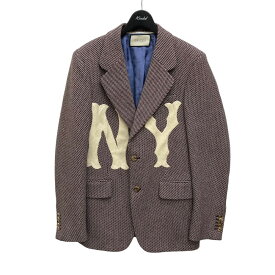 【中古】GUCCI　New York Yankees2Bジャケット テーラードジャケット 541123 グレー サイズ：46 【170224】（グッチ）