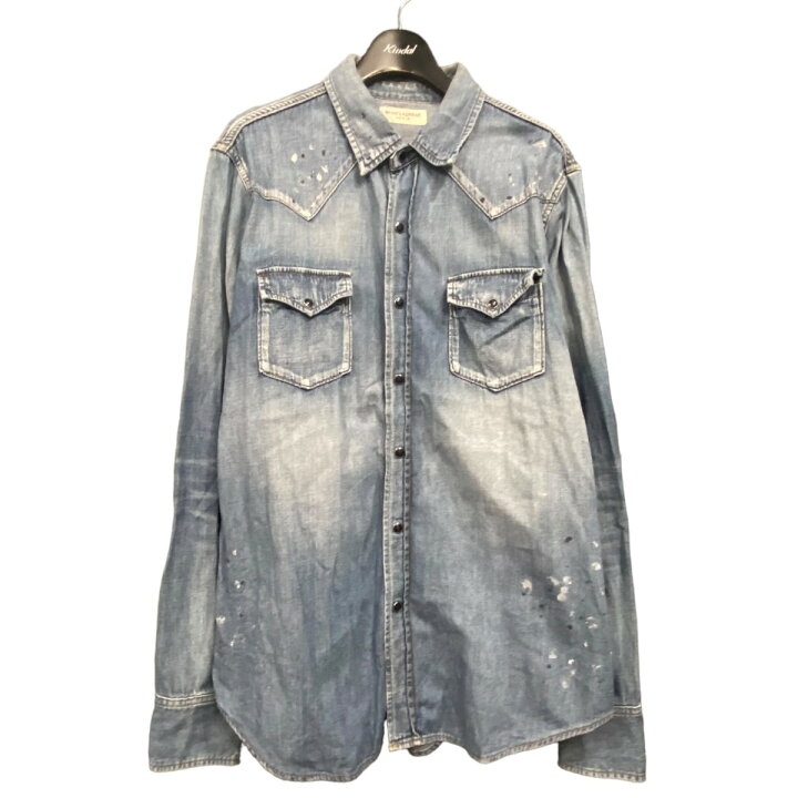 楽天市場】【中古】SAINT LAURENT PARISペイントデニムシャツ 