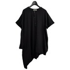 【中古】YOHJI YAMAMOTO pour homme　23SS アシメトリードレープ 変形カットソー ブラック サイズ：3 【210224】（ヨウジヤマモトプールオム）