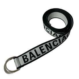 【中古】BALENCIAGA　D RING ベルト ホワイト×ブラック 【210224】（バレンシアガ）