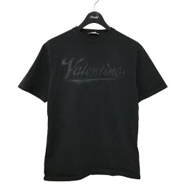 【中古】VALENTINO　ロゴパッチ クルーネックTシャツ 2V3MG12U95D ブラック サイズ：M 【210224】（ヴァレンチノ）