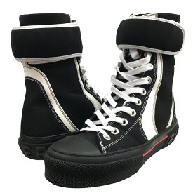 【中古】BURBERRY22SS High Top Black And White Canvas Sneakers ブラック サイズ：EU41／ UK7 (26．5cm)【価格見直し】