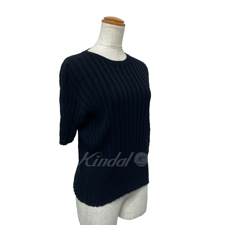 極美品 エブール ebure シアーコットンアセテート ワイドリブニット 五  