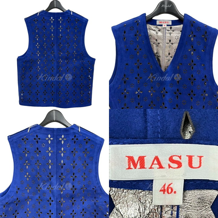 楽天市場】【中古】MASU ダイヤモンドカットレザーベスト ブルー 