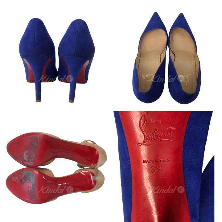 楽天市場】【中古】CHRISTIAN LOUBOUTIN ヒールパンプス ブルー サイズ 