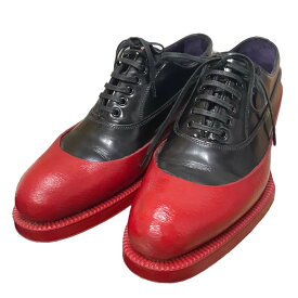 【中古】PRADA12AW バイカラーレザーシューズ ブラック×レッド サイズ：38【価格見直し】