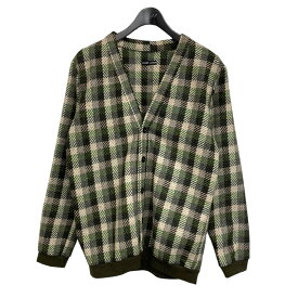 【中古】FRANK LEDER　「DOGTOOTH WOOL CARDIGAN」 ウールチェックカーディガン グリーン サイズ：S 【250224】（フランクリーダー）