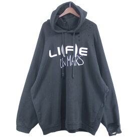 【中古】RAF SIMONS　20AW Oversized printed hoodie Life On Mars パーカー ブラック サイズ：S(オーバーサイズ) 【250224】（ラフシモンズ）