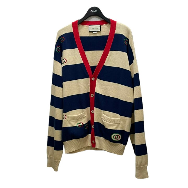 楽天市場】【中古】GUCCI コットンボーダーカーデ ベージュ サイズ：XL 
