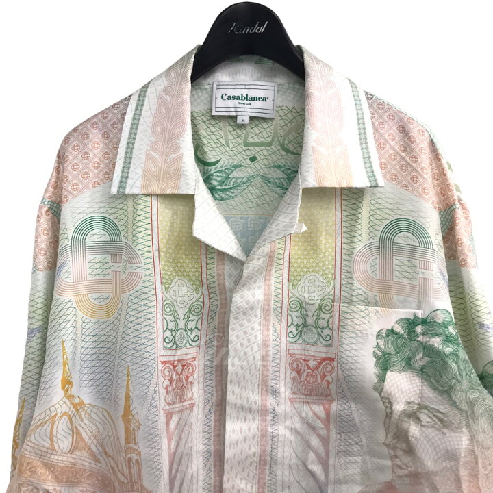 楽天市場】【中古】CASABLANCA 総柄シルクオープンカラーシャツ 