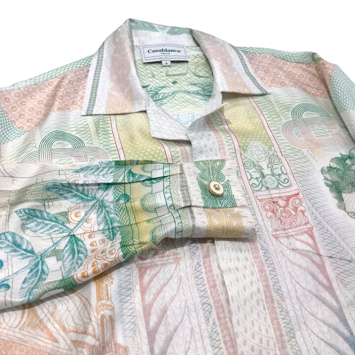 楽天市場】【中古】CASABLANCA 総柄シルクオープンカラーシャツ 