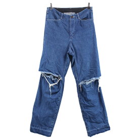 【中古】SULVAMclash wide denim PANTS クラッシュ デニム パンツ ブルー サイズ：S【価格見直し】