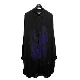 【中古】YOHJI YAMAMOTO pour homme　20SSレーヨン手繋ぎプリントシャツ ブラック×ネイビー サイズ：3 【260224】（ヨウジヤマモトプールオム）