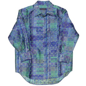 【中古】LOUIS VUITTON　モノグラム ネオンチェックシャツ グリーン ブルー パープル サイズ：S 【260224】（ルイヴィトン）