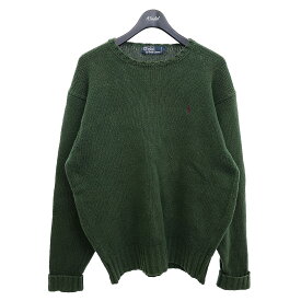 【中古】POLO RALPH LAUREN　90s　アクティ21　クルーネックコットンニットプルオーバー グリーン サイズ：L 【270224】（ポロラルフローレン）