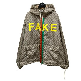 【中古】GUCCI　Fake Not Print GG Nylon Jacket ジャケット ベージュ サイズ：52 【280224】（グッチ）