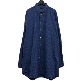 【中古】BALENCIAGA　オーバーサイズボタンダウンチェックシャツ ブルー サイズ：2 【280224】（バレンシアガ）