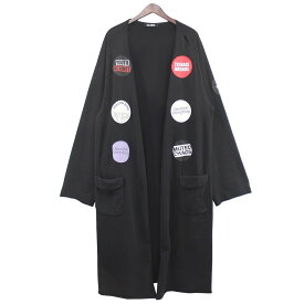 【中古】RAF SIMONS　21SS Fleece bathrobe ロゴパッチ スウェット バスローブ ガウンコート ブラック サイズ：M 【280224】（ラフシモンズ）
