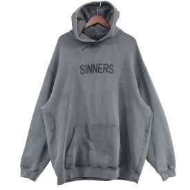 【中古】BALENCIAGA　SINNERS Hoodie シンナーズ オーバーサイズ ウォッシュ加工 パーカー グレー サイズ：L 【280224】（バレンシアガ）