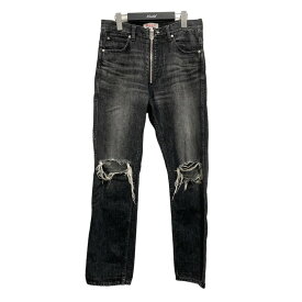 【中古】MASU　TIGHT FIT DAMAGED JEANS デニムパンツ MVFWPT0422 ブラック サイズ：46 【290224】（エムエーエスユー）