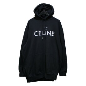 【中古】CELINE22SS アーティストスタッズフーディー フロントロゴハートパーカー LUCKY LOVER ブラック サイズ：XS【価格見直し】