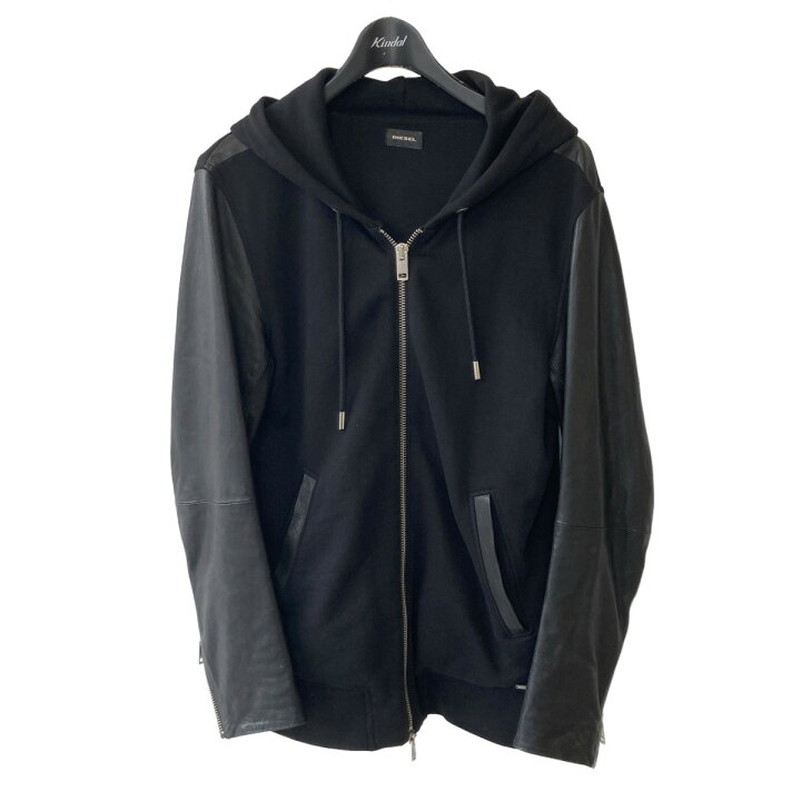 楽天市場】【中古】DIESEL 袖レザー切替パーカー ブラック サイズ  