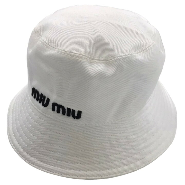 楽天市場】【中古】miu miuロゴ刺繍バケットハット ホワイト サイズ：S 