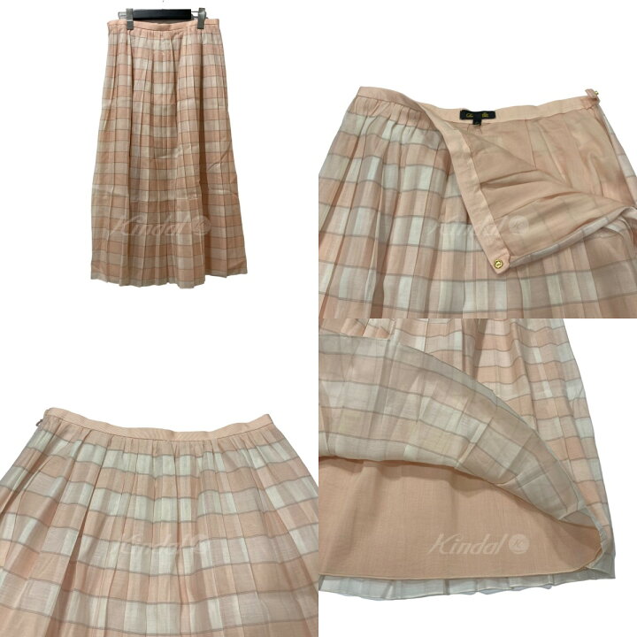 Drawer ドゥロワー コットンシルクチェックプリーツスカート38