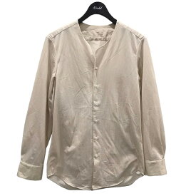 【中古】the sakaki　ストライプ柄ノーカラーシャツ ベージュ・ホワイト サイズ：S 【070324】（サカキ）