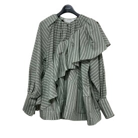 【中古】FOR FORMO　Frilled dressy blouse グリーン×ホワイト サイズ：2 【090324】（フォルモ）